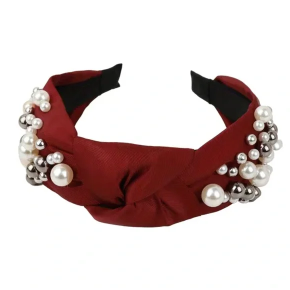 1 PCS No Slip Knotted Cross Pearl Headband - Picture 5 of 12